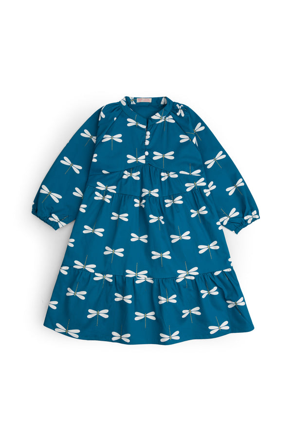 Dragonfly Print Tiered Dress
