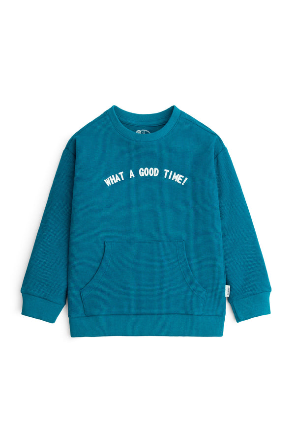 Waffle Knit Crewneck Sweatshirt