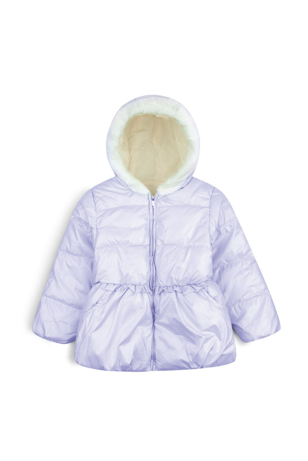 Puffer Jacket with Faux Fur Hood