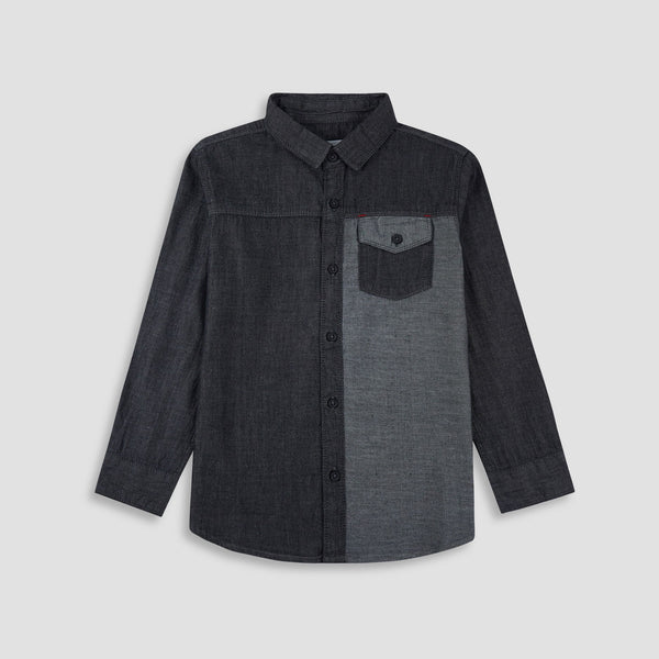 Black Panel Denim Shirt