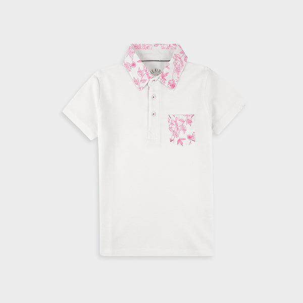 White Contrast Collar Polo