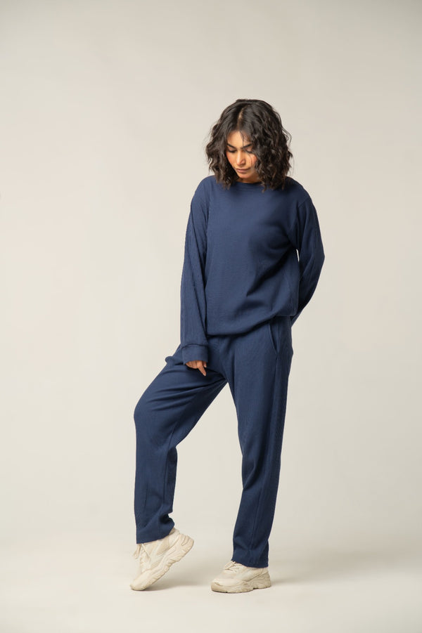 Navy Blue Ribbed CO-ORD SET