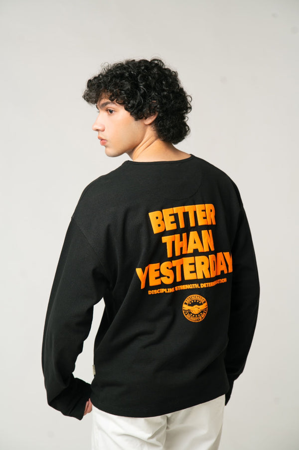 Black Motivational Graphic Long Sleeve Tee