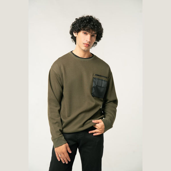 Olive Green Fleece Sweatshirt