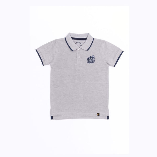 Grey Embraided Polo