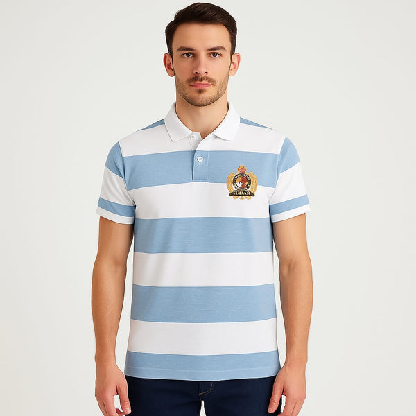 Striped Embroidered Polo