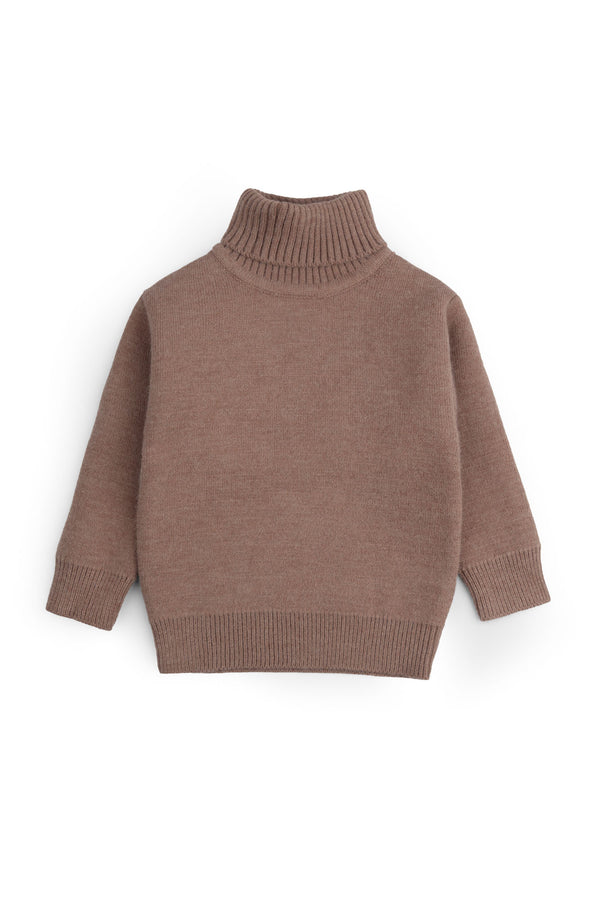 Warm Tan Roll Neck Knit Sweater