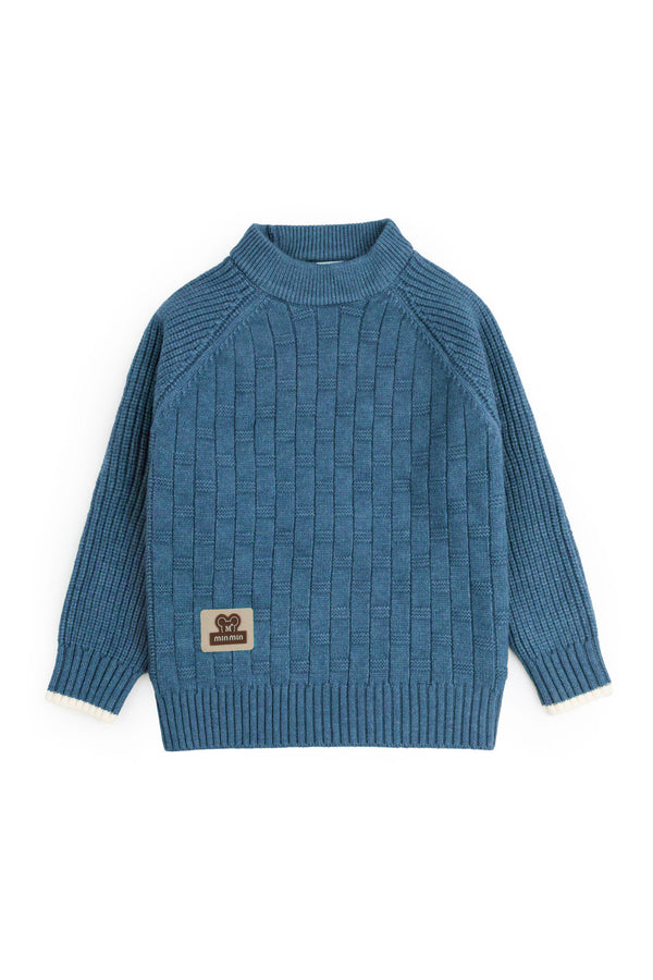 Blue Textured Block Sweater
