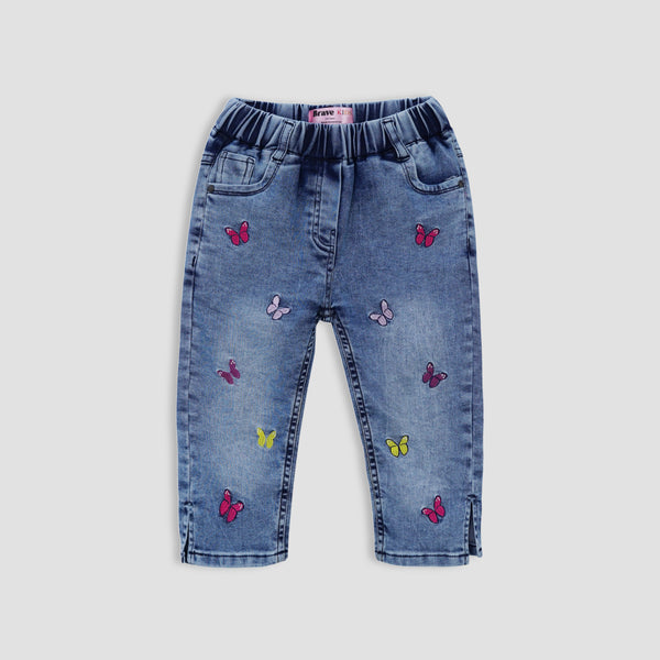 Butterfly Embroidered Denim