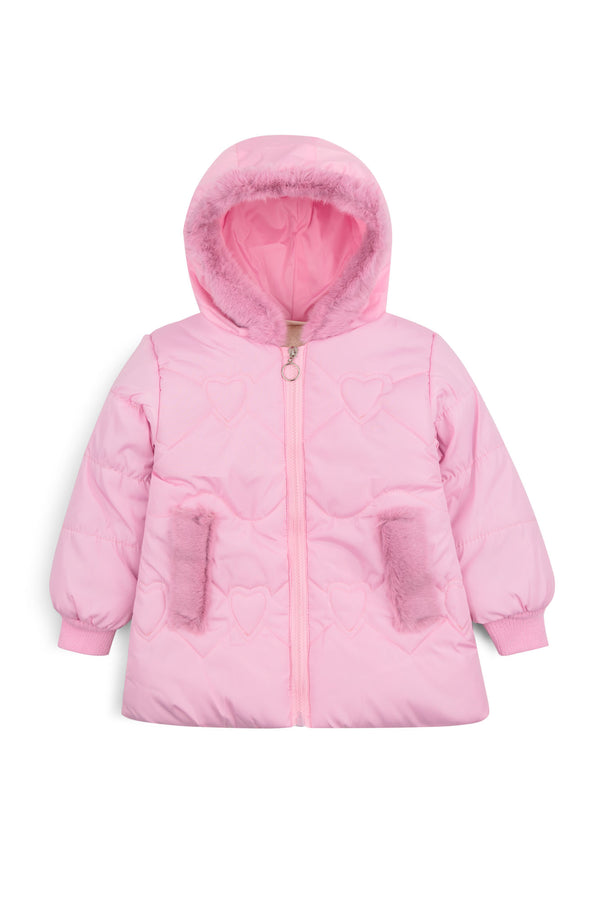 The Cozy Pink-Quilted Faux Fur Puffer Jacket