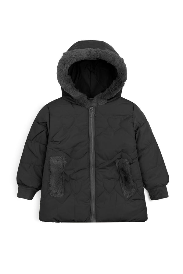 The Cozy Black-Quilted Faux Fur Puffer Jacket