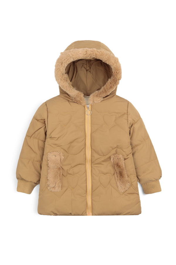 The Cozy Brown-Quilted Faux Fur Puffer Jacket