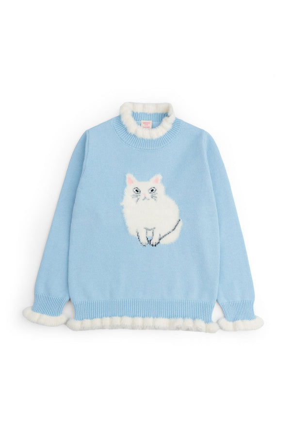 Plush Kitten Ruffle Sweater