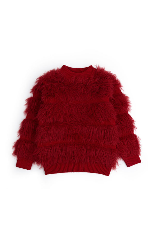 Maroon Funky Shaggy Texture Sweater