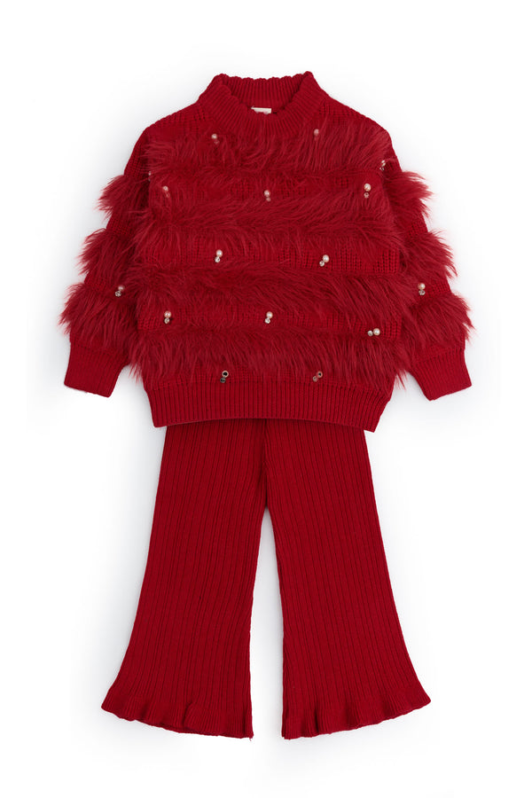 Faux Fur & Pearl Cord Set