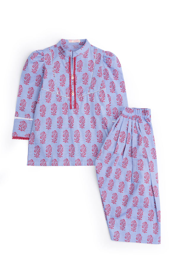 Purple Floral Kurta Set