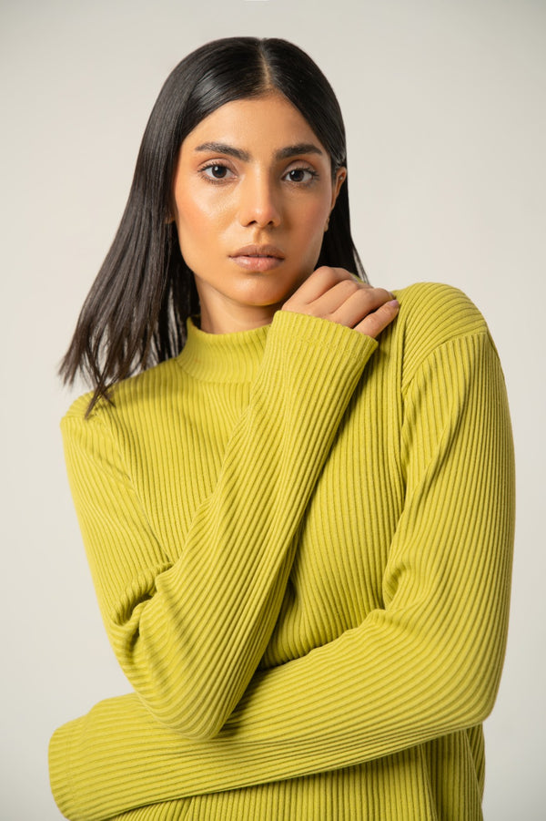 The Vibrant Ribbed Mock Neck
