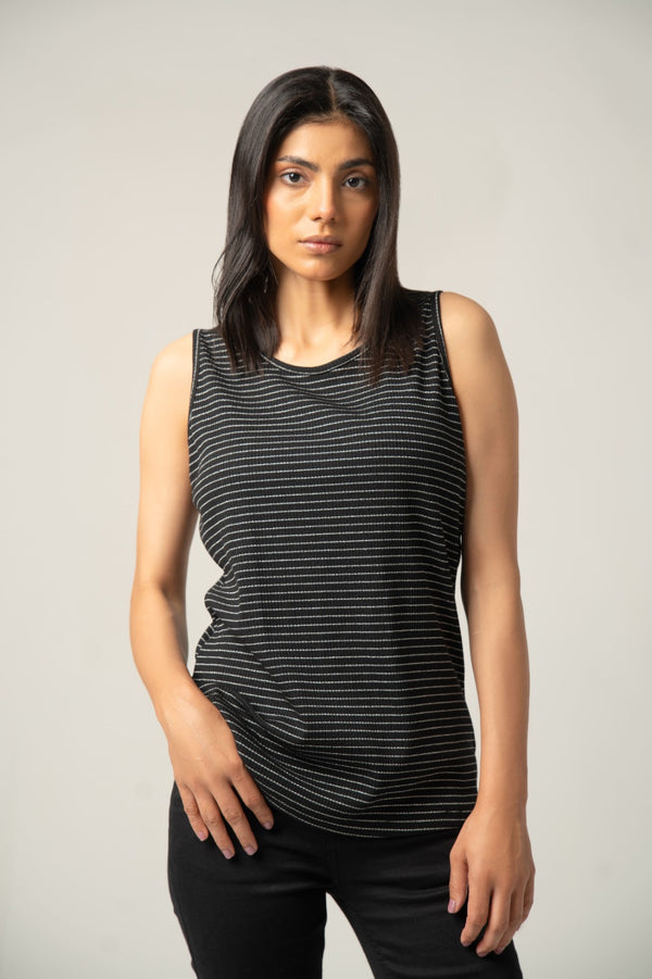 The Fine Stripe Knit Tank Top