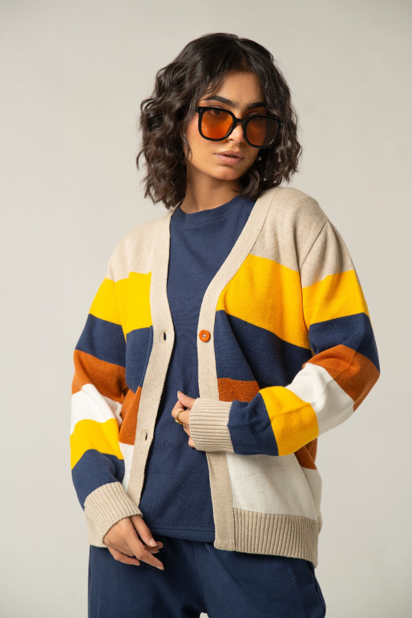 The Retro Stripe V-Neck Cardigan