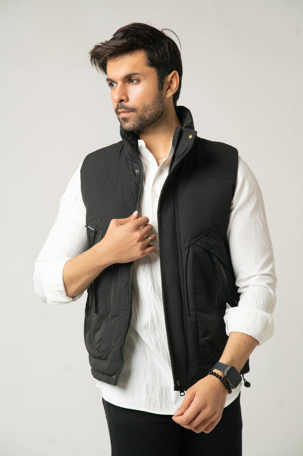 Black Structured Puffer Jacket